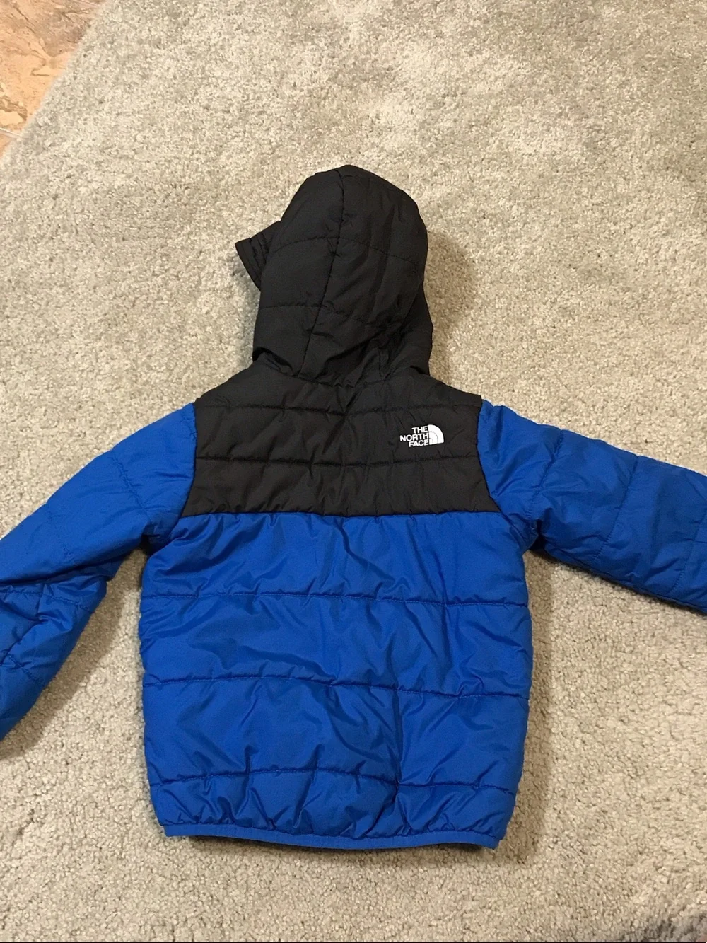 The North Face Kids Reversible Hooded Puffer Jacket - Black and Blue